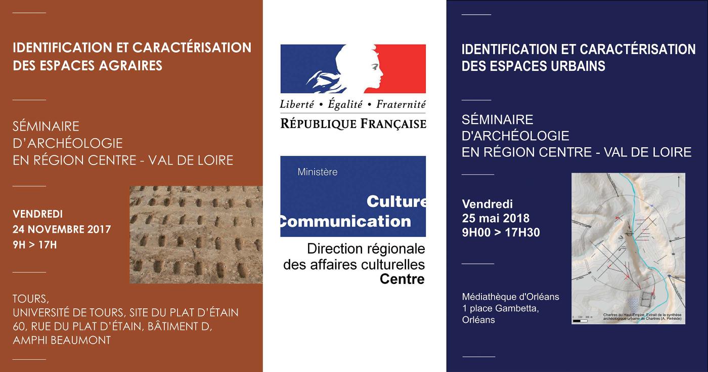 Montage de fascicules présentant deux éditions des Séminaires d'archéologie en région Centre Val de Loire.