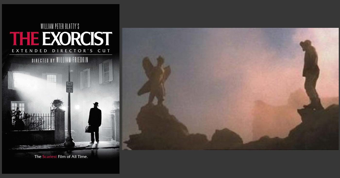 Montage d'une affiche et d'un extrait du film "l'Exorciste".
