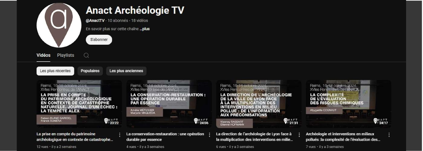 Impression d'écran de la chaîne YouTube de l'ANACT.